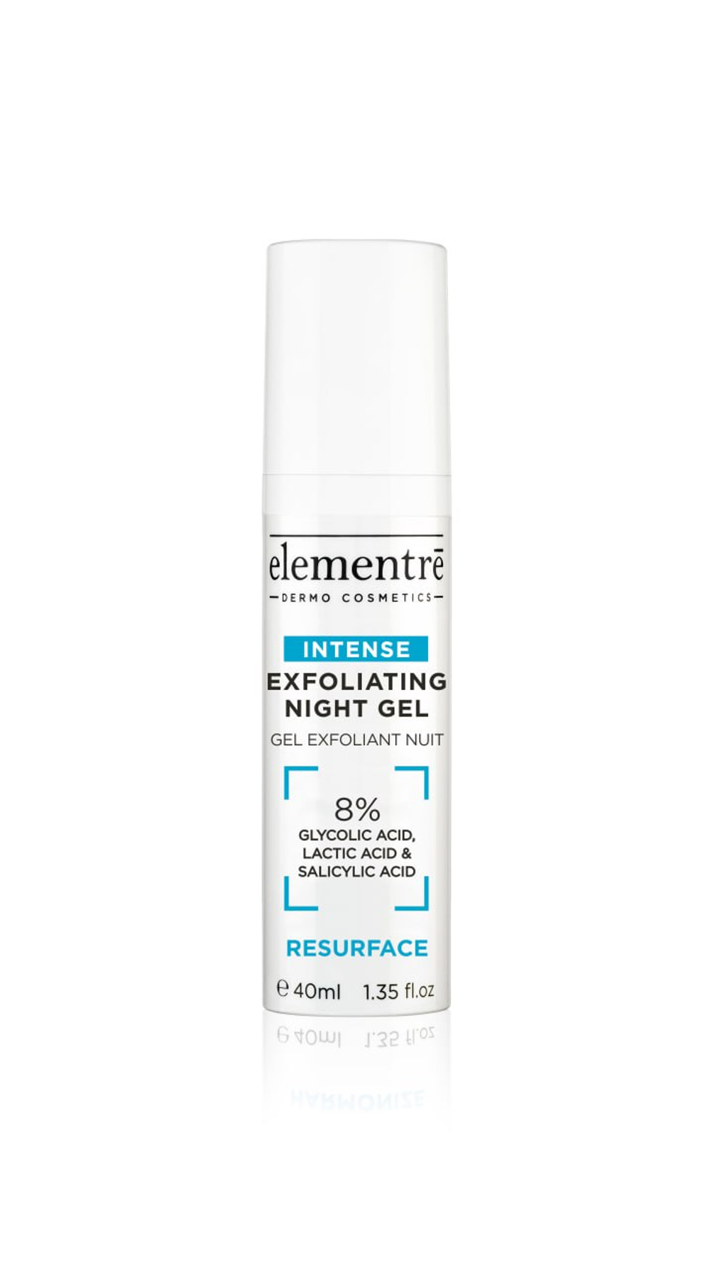 Ночной эксфолиирующий гель - 8% GLYCOLIC, LACTIC& SALICYLIC ACIDS EXFOLIATING NIGHT GEL 40 ml от Elementrè Dermo Cosmetics, Швейцария, выравнивает рельеф и стимулирует обновление кожи, увлажняет и придает сияние