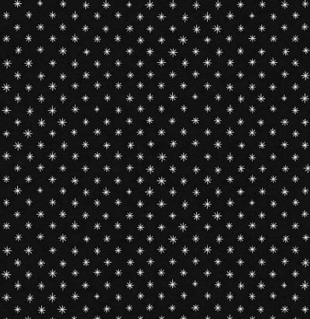 Мелкораппортный дизайн. Стилизованные звездочки с нанесением металлизированных чернил с блестками.