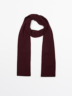 Massimo Dutti Тонкий шарф из ткани в рубчик, бордо