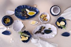 Набор из 2 сервировочных тарелок Corals серого цвета из коллекции Sea treasures, 360 мл