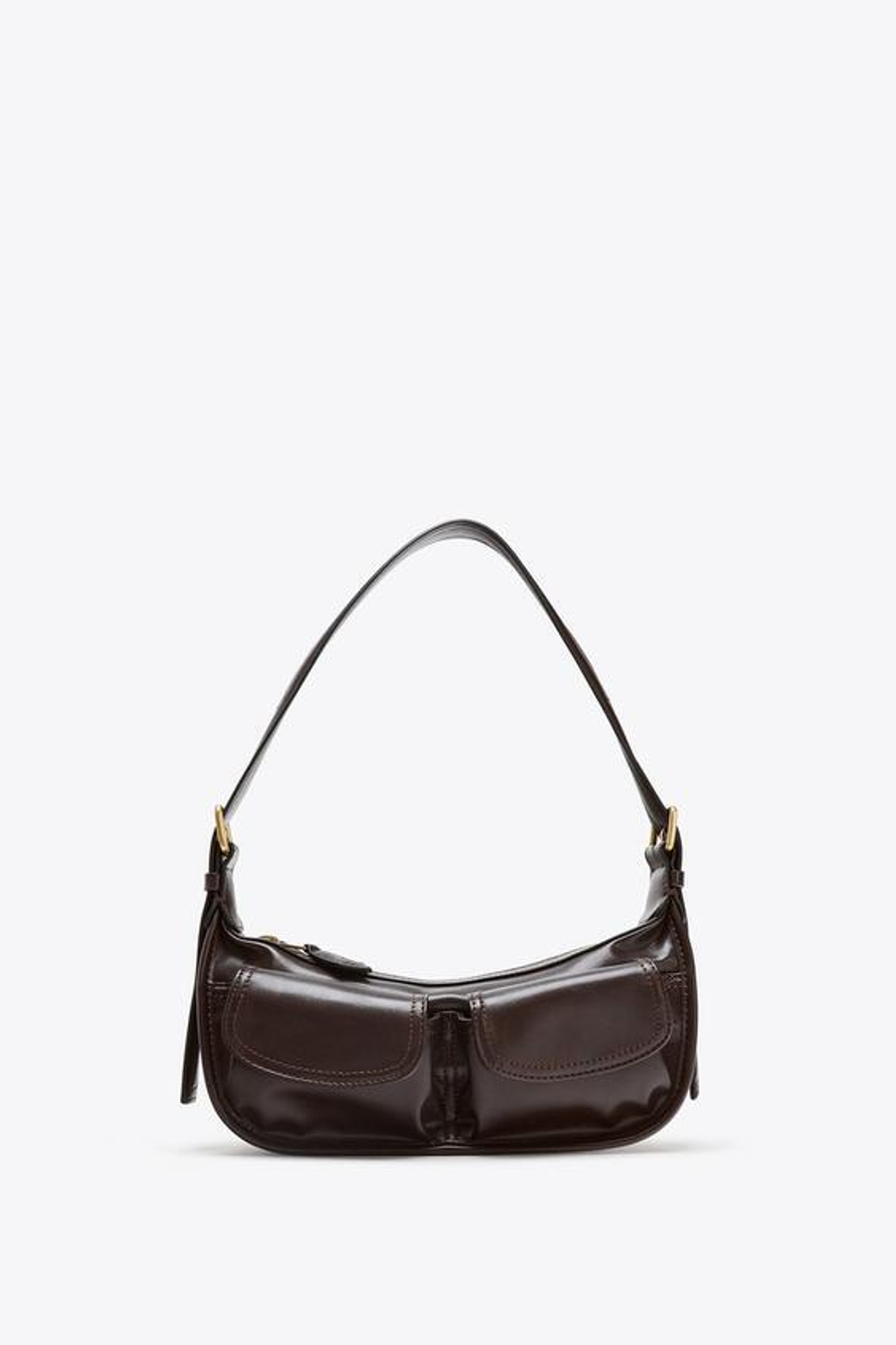 ZARA ГОРОДСКАЯ СУМКА С КАРМАНАМИ, БОРДОВО-КРАСНЫЙ