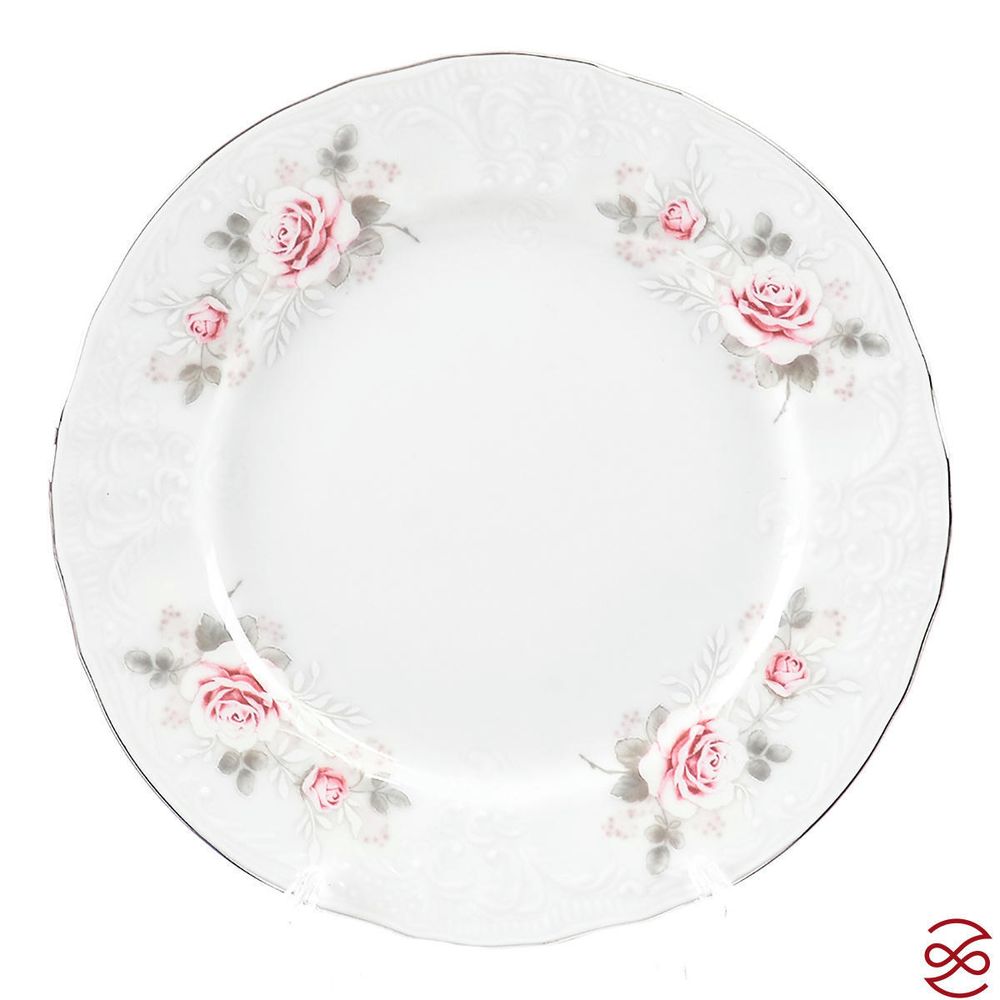 Набор тарелок Bernadotte Серая роза платина 17 см (6 шт)