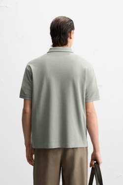 ZARA ПОЛО ИЗ РЕЛЬЕФНОЙ ТКАНИ, СВЕТЛО-ЗЕЛЕНЫЙ