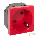 Розетка 45х45 с зазем, 45 градусов, быстрозажимные клеммы, красная EKF