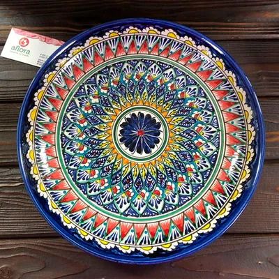 Фотография Ляган (блюдо) Риштанская керамика / синий / 32 см купить в магазине Афлора
