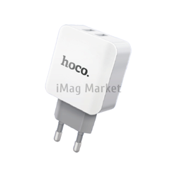 Сетевое зарядное устройство Hoco C52G, 2 USB-A, 10.5W, 2.1A, бело-серый