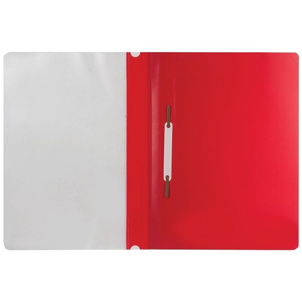 Скоросшиватель с прозрачным верхом А4, пластик 180мкм, Brauberg, красный