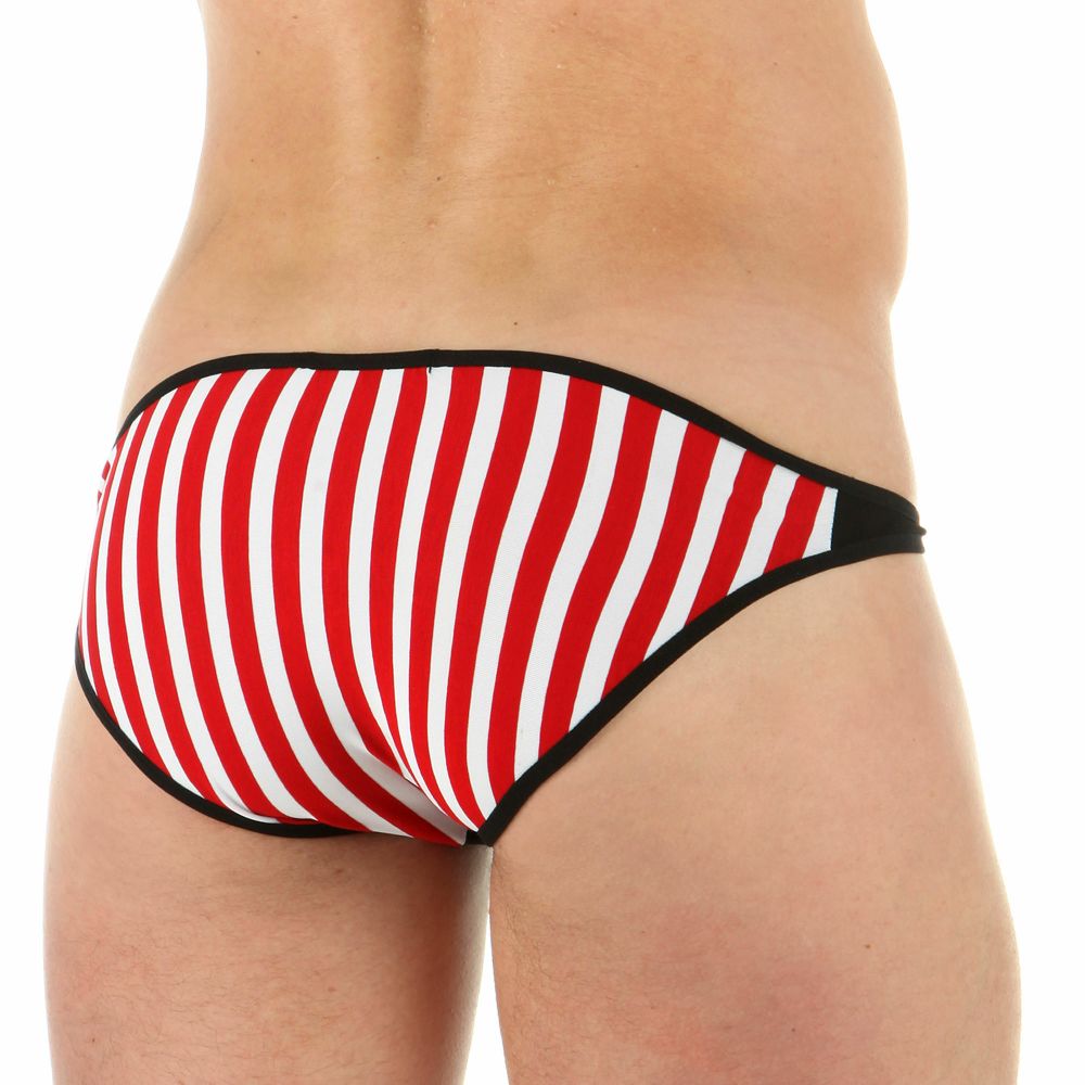 Мужские трусы слипы черные с красно-белыми полосками сзади Cosmos Colors SC20RBB