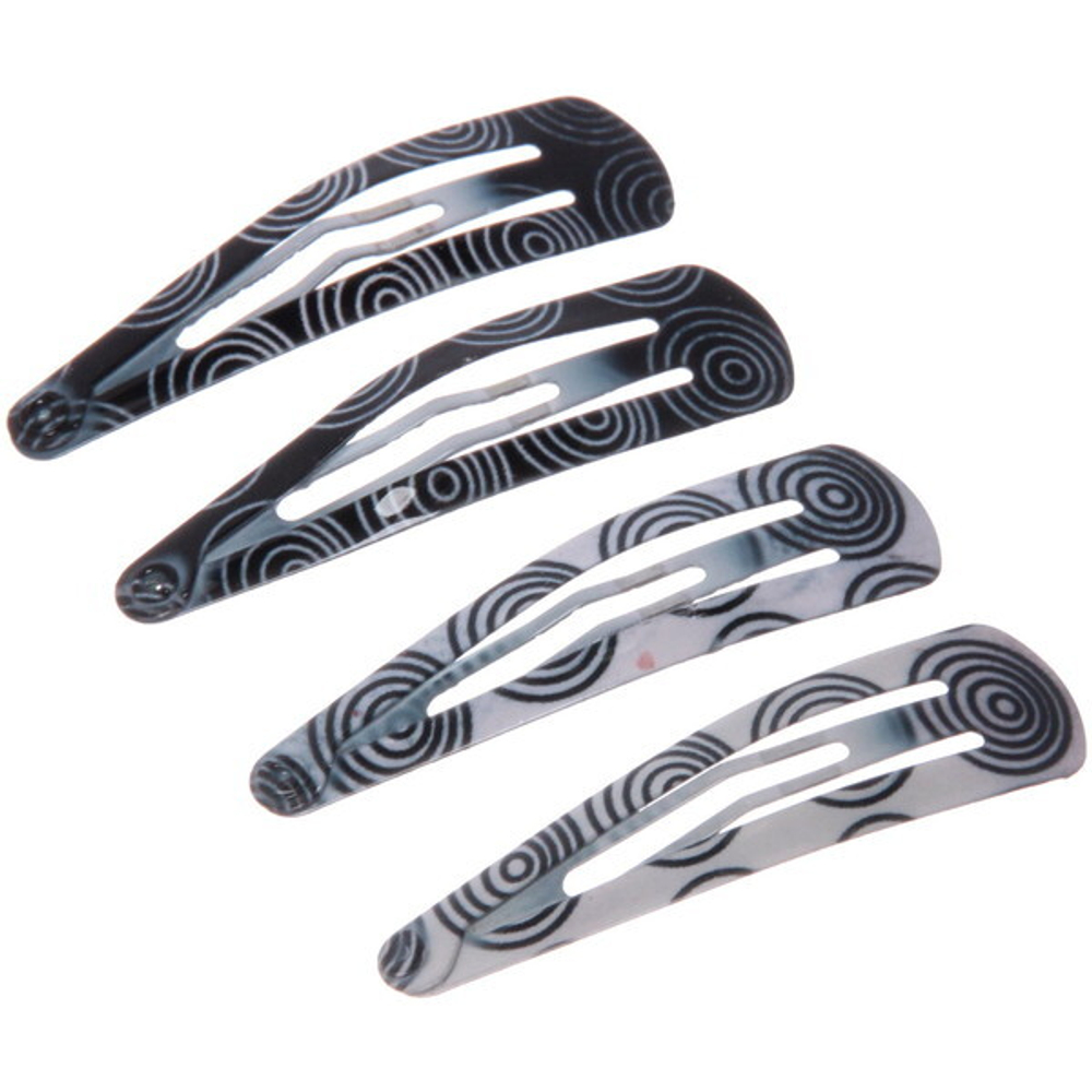 Зажимы для волос детские 10шт «ЭЛЬСА», цвет чёрный / белый, 4.5см (блистер и пакет)