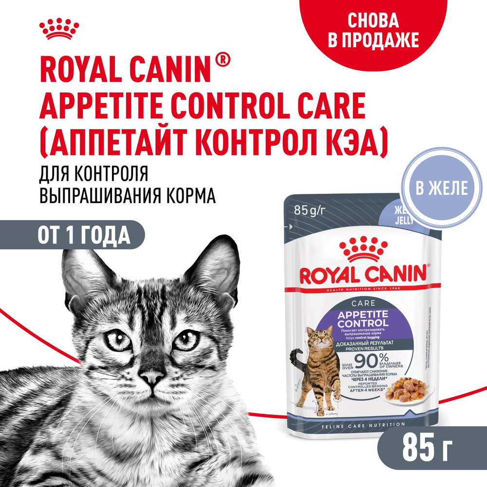 Royal Canin Appetite Control Care Корм консервированный для взрослых кошек желе 85 г