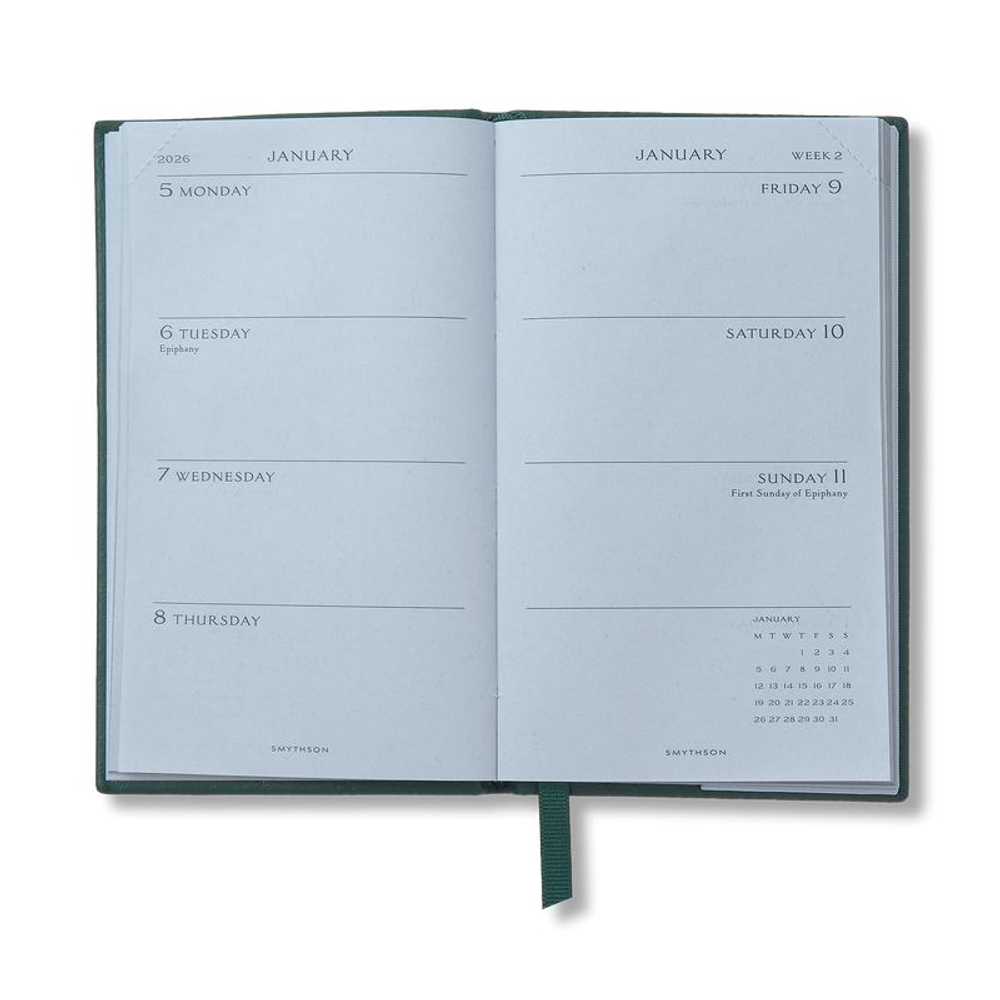 Smythson Ежедневник 2026 Panama Weekly Diary with Pocket, Navy