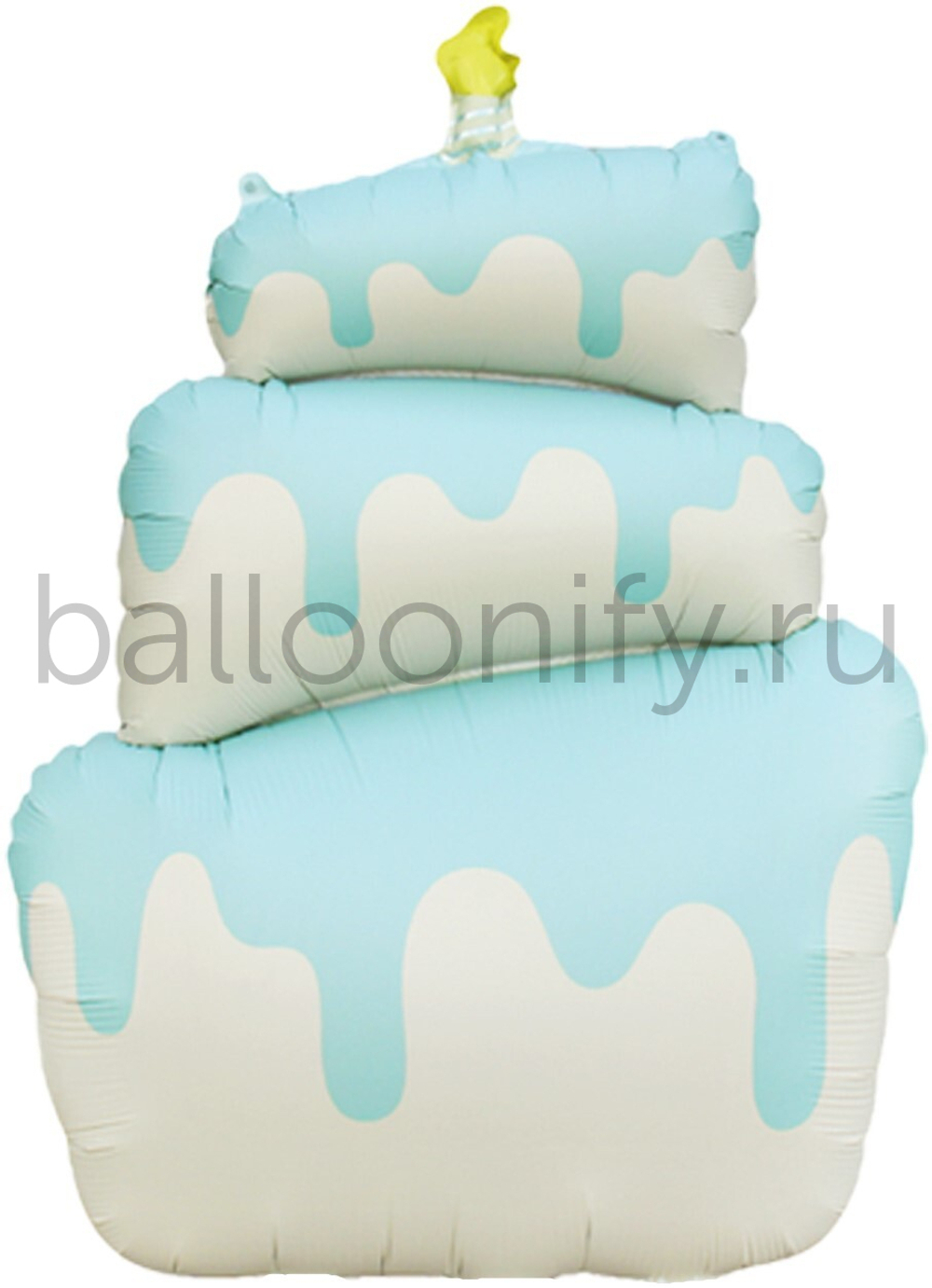 Шар (37''/94 см) Фигура, Торт, Голубой, Сатин, 1 шт.