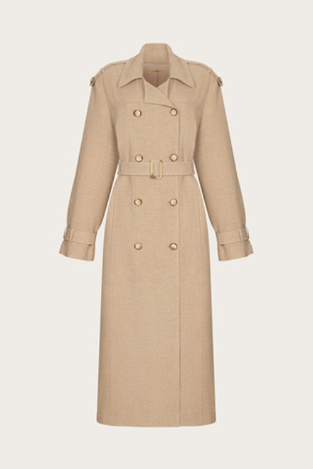 ТРЕНЧКОТ ИЗ БЕЖЕВОЙ СМЕСОВОЙ ШЕРСТИ