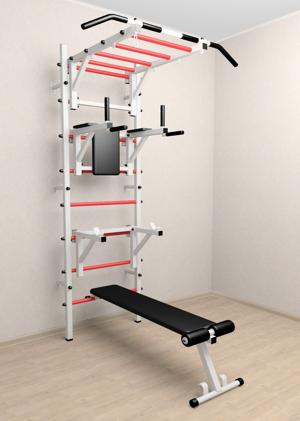 Шведская стенка Sv Sport усиленная 626 (Турник рукоход/Брусья/Стойка/Скамья)