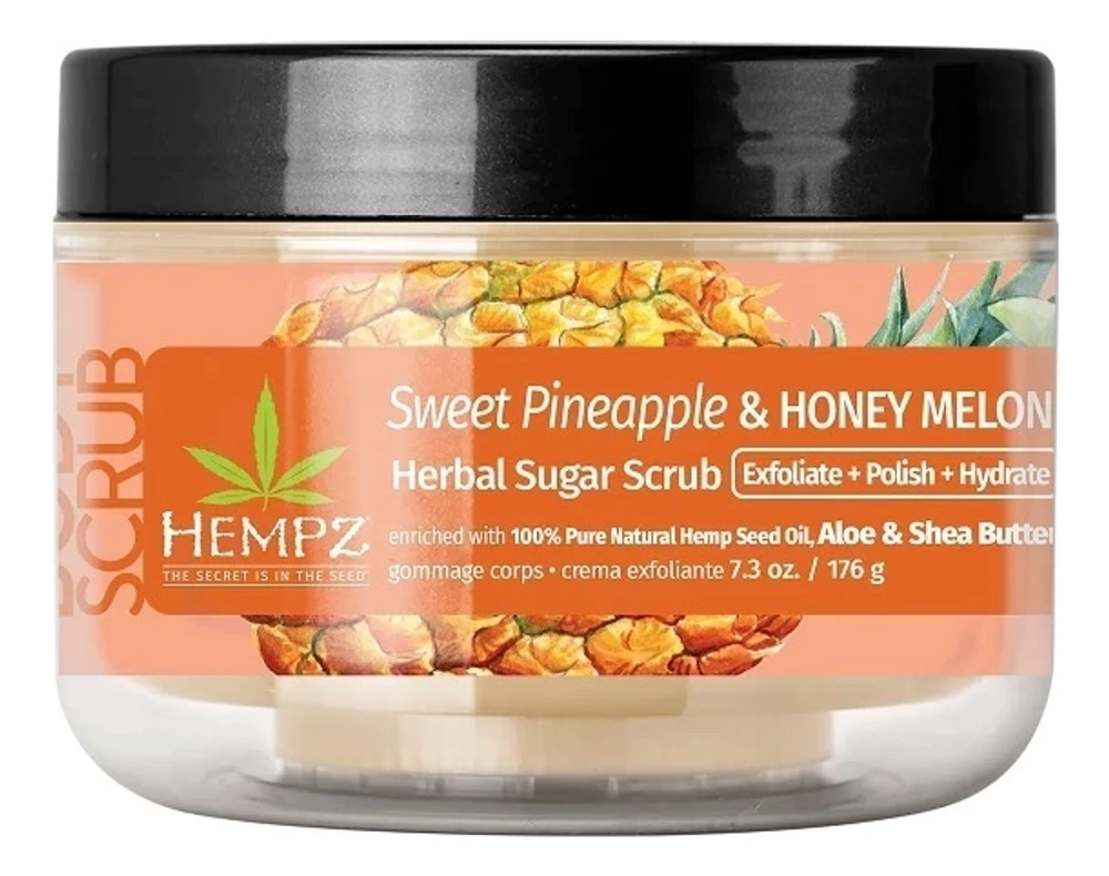 Hempz Скраб сахарный для тела Ананас и Медовая Дыня-Sweet Pineapple & Honey Melon Herbal Sugar Scrub,176 г