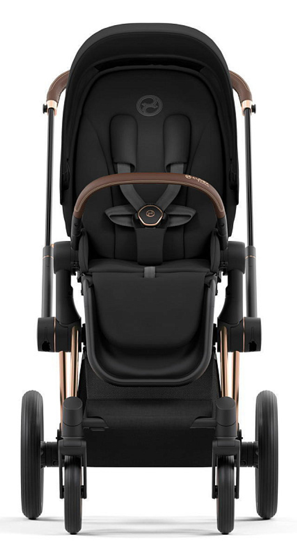 Коляска 3 в 1 Cybex Priam IV Rosegold complete и автокресло Aton S2 i-Size Ocean Blue Sepia Black