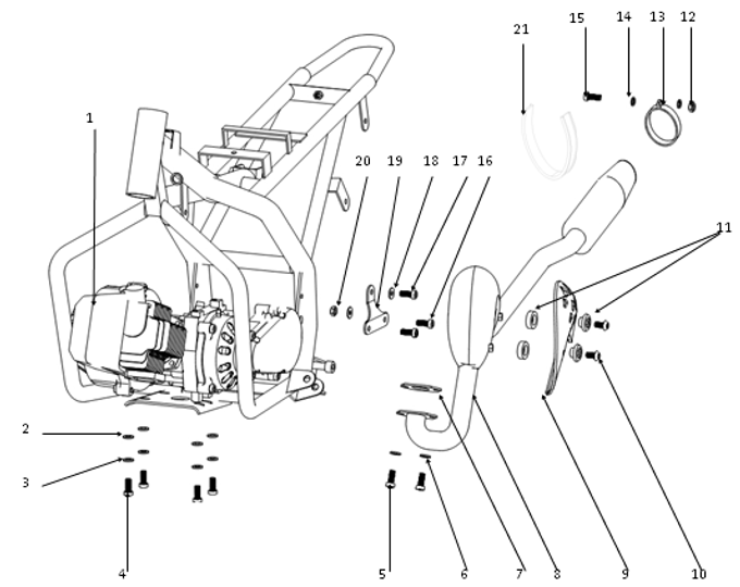 Запчасти I к питбайку Motax MINICROSS 50 PS_ES