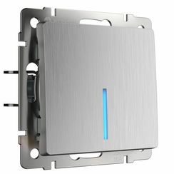 Выключатель Werkel 1 клавиша с индикатором серебряный рифленый 26849