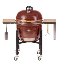 Керамический угольный гриль Monolith LeChef Pro 1.0 Red, 52 см, с ножками и столиками, красный