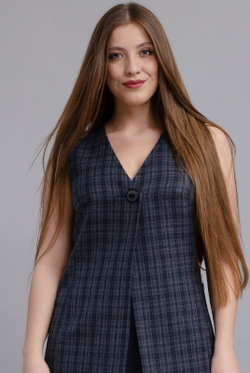 Удлинённый жилет 2980АЕ, клетка #406Кб062980АЕ