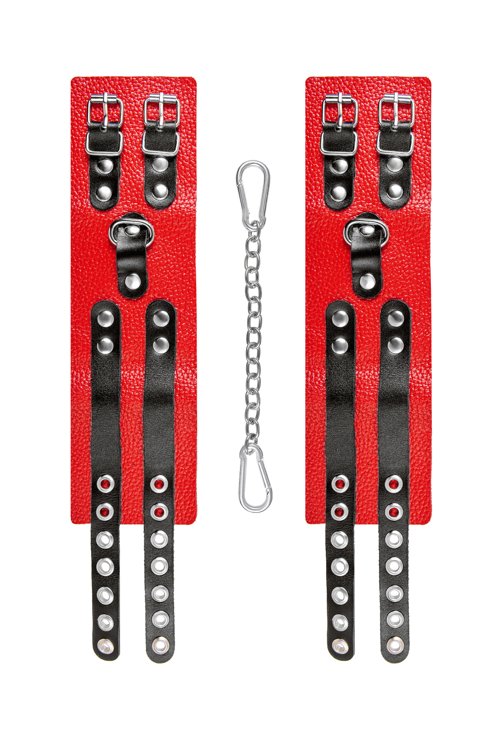 Оковы Pecado с двумя ремешками с люверсами красные 25 см