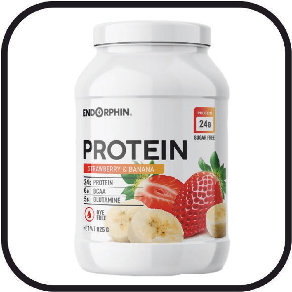 Протеин Endorphin Whey Protein банка, 825 г клубника-банан,
