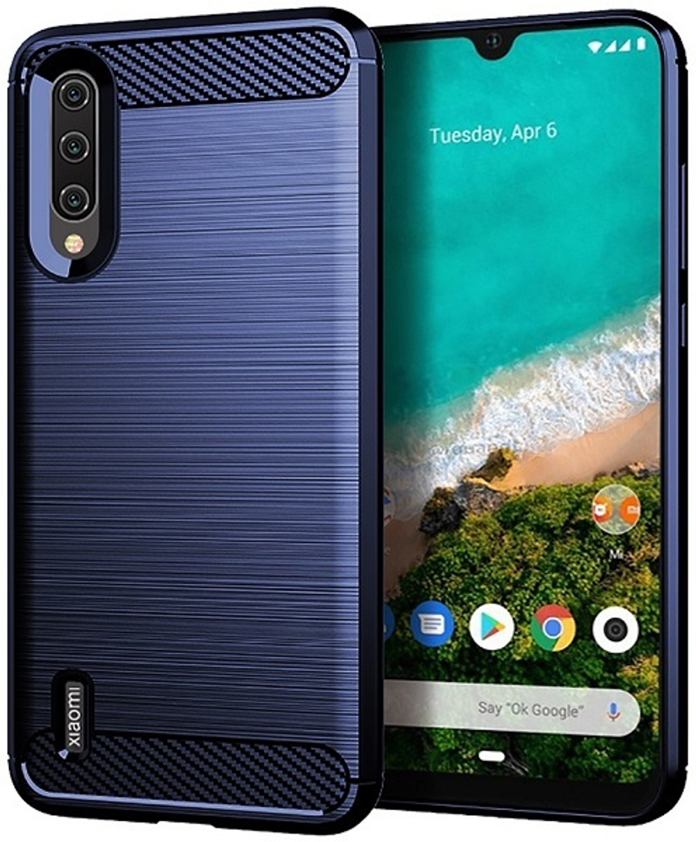 Чехол для Xiaomi Mi A3 (CC9E) цвет Blue (синий), серия Carbon от Caseport