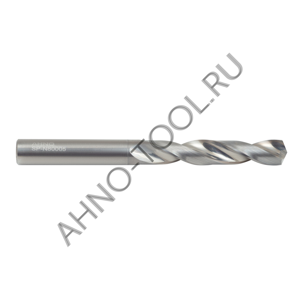 Сверло  8.0мм монолитное твердосплавное 5D без подвода СОЖ. для цвет.металлов SP-N800050800 VHM AHNO