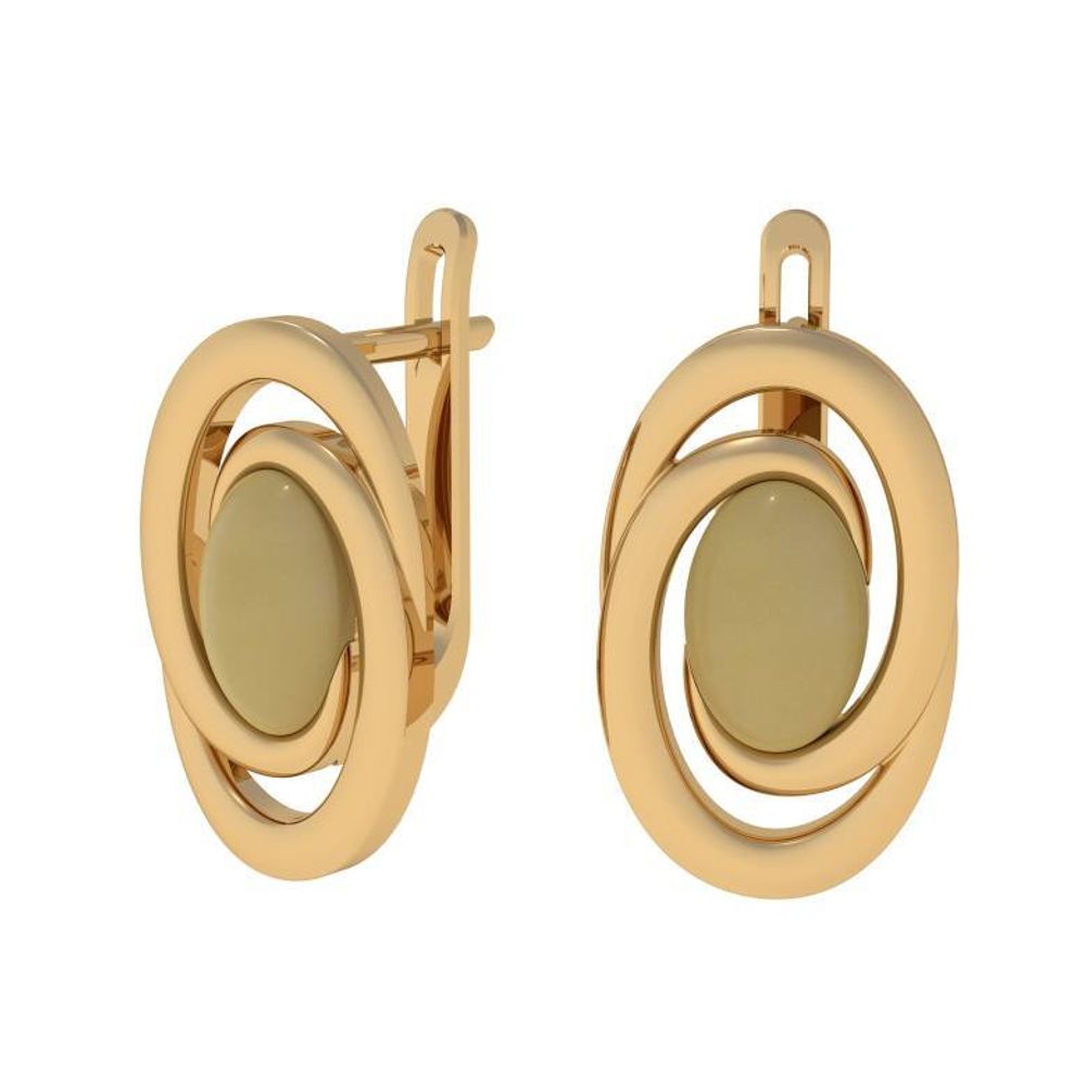 Серьги Orion c молочным янтарём, позолота