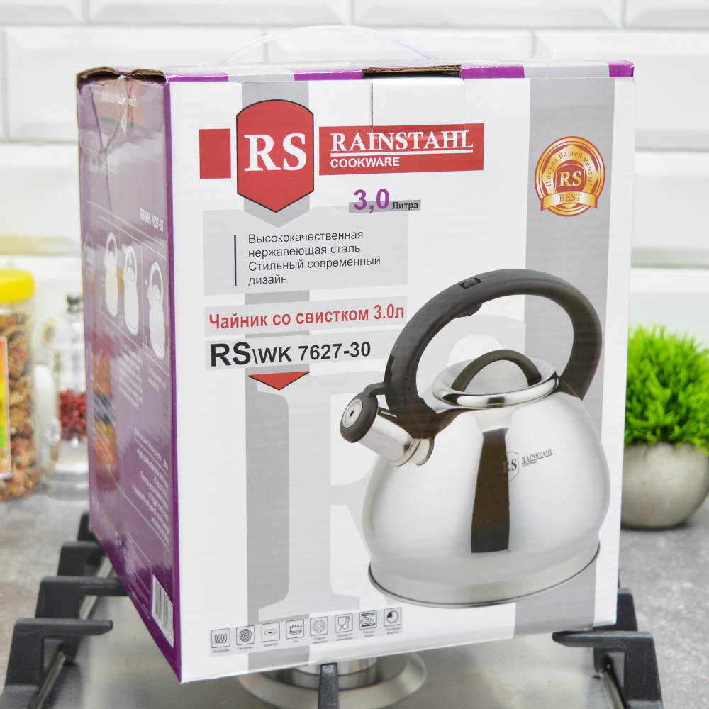 Чайник 3л нерж со свистком 7627-30RS\WK