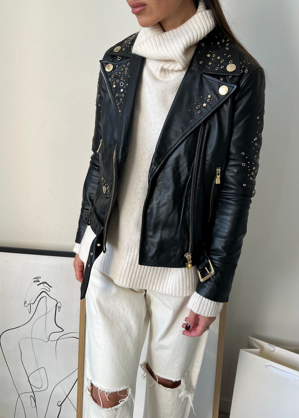 Кожаная куртка Boutique Moschino, S