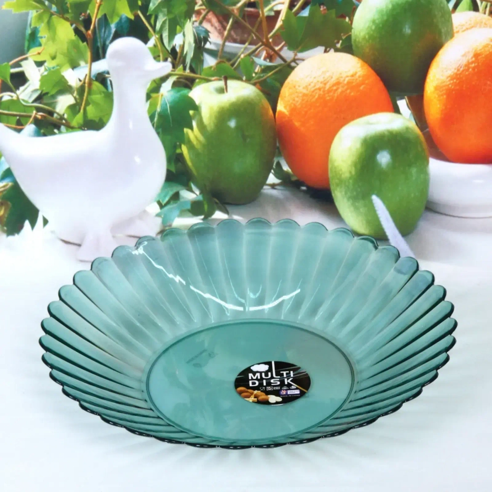 Тарелка пластиковая «Мадлен» 27см ромашка, морская волна