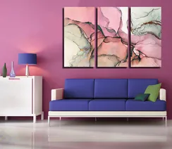 Модульная картина "Розовый мрамор"