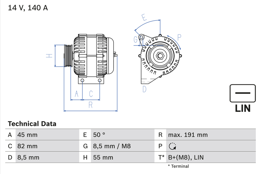 BOSCH - 0986047380-BOC - Alternator