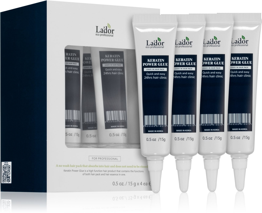 La'dor Keratin Power Glue - несмываемый уход за волосами с кератином /   4x15  g  / GTIN 8809500815358