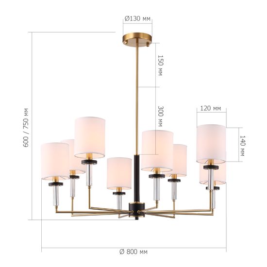 SL1404.303.08 Люстра подвесная ST-Luce Латунь/Прозрачный E14*6 40W BLACK+BRASS