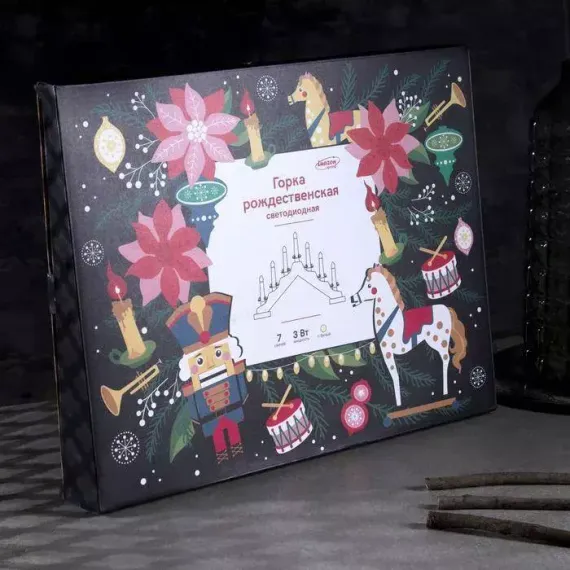 Светодиодная Рождественская горка 39×29×4.5 см., дерево, 220 В, Luazon Lighting (4357281)