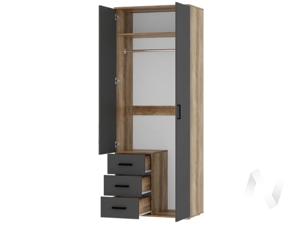 Шкаф 2-х створчатый МС Вегас ШК-03 (дуб каньон/графит)