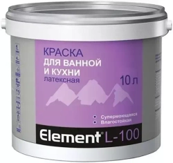 Краска Alpa Element L-100 для ванной и кухни латексная супермоющаяся белая 10л