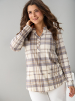Блузка БЛ-22/клеткабеж-серебро