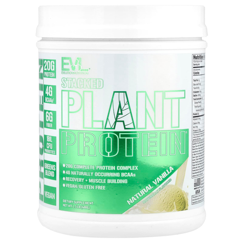 EVLution Nutrition, Stacked Plant Protein, натуральная ваниль, 670 г (1,5 фунта)