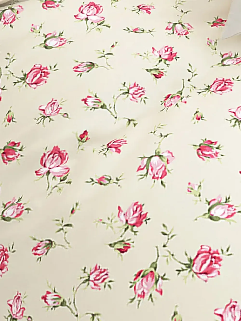 Ткань для пошива "Розовые бутоны на бежевом" Сказка перкаль, длина 1 м., ширина 2,2 м.