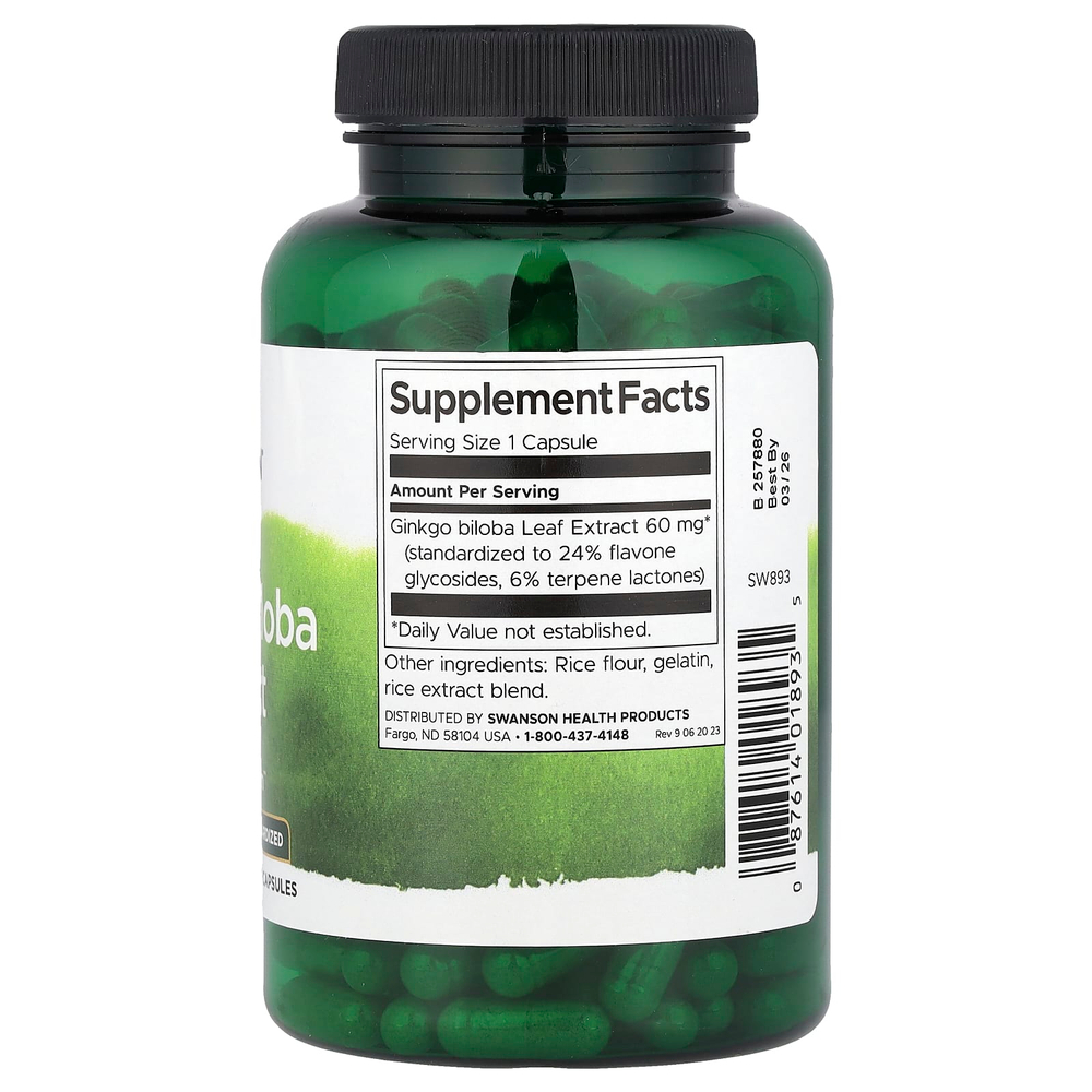 Swanson, Экстракт гинкго билоба, 60 мг, 240 капсул