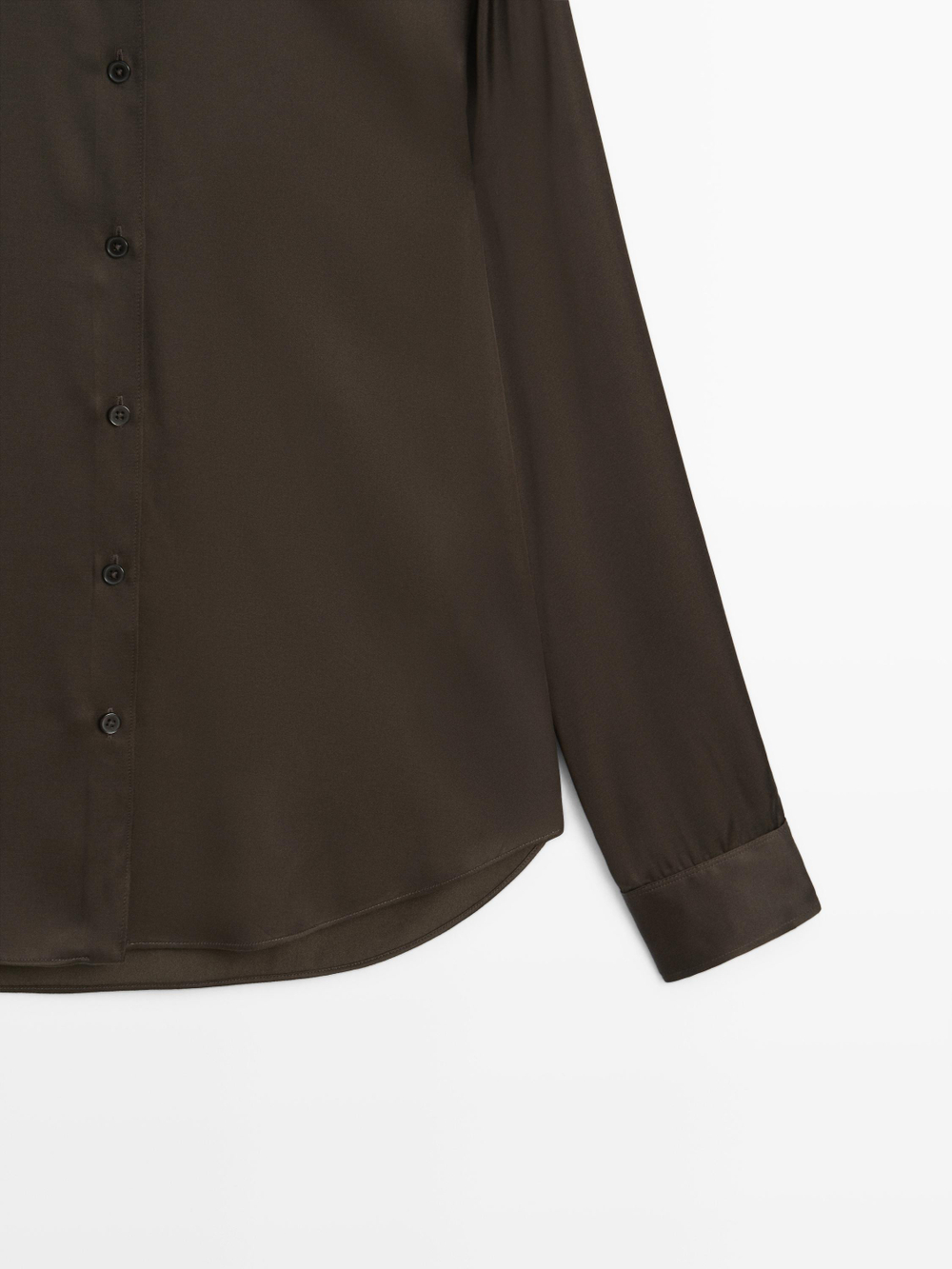 Massimo Dutti Струящаяся атласная рубашка, коричневый