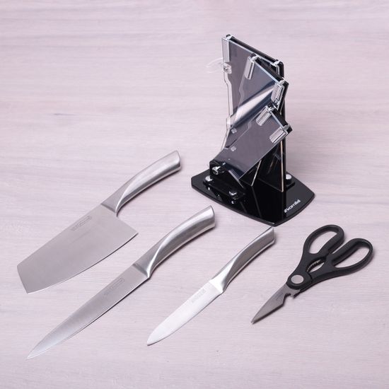 Набор ножей 5 предметов на акриловой подставкой (3 ножа+ножицы+подставка) Kamille