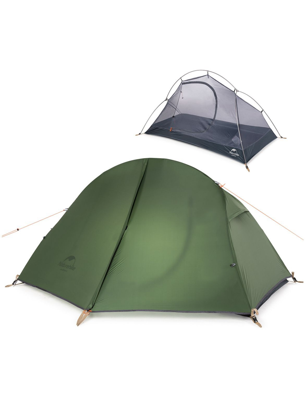 Палатка туристическая Naturehike NH18A095-D 20D одноместная сверхлегкая с ковриком, зеленая, 6927595735671