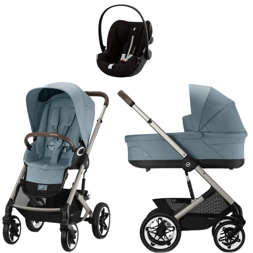 Коляска Cybex Talos S Lux TPE complete Cloud G Moon Black Plus 3 в 1 Stormy Blue с дождевиками