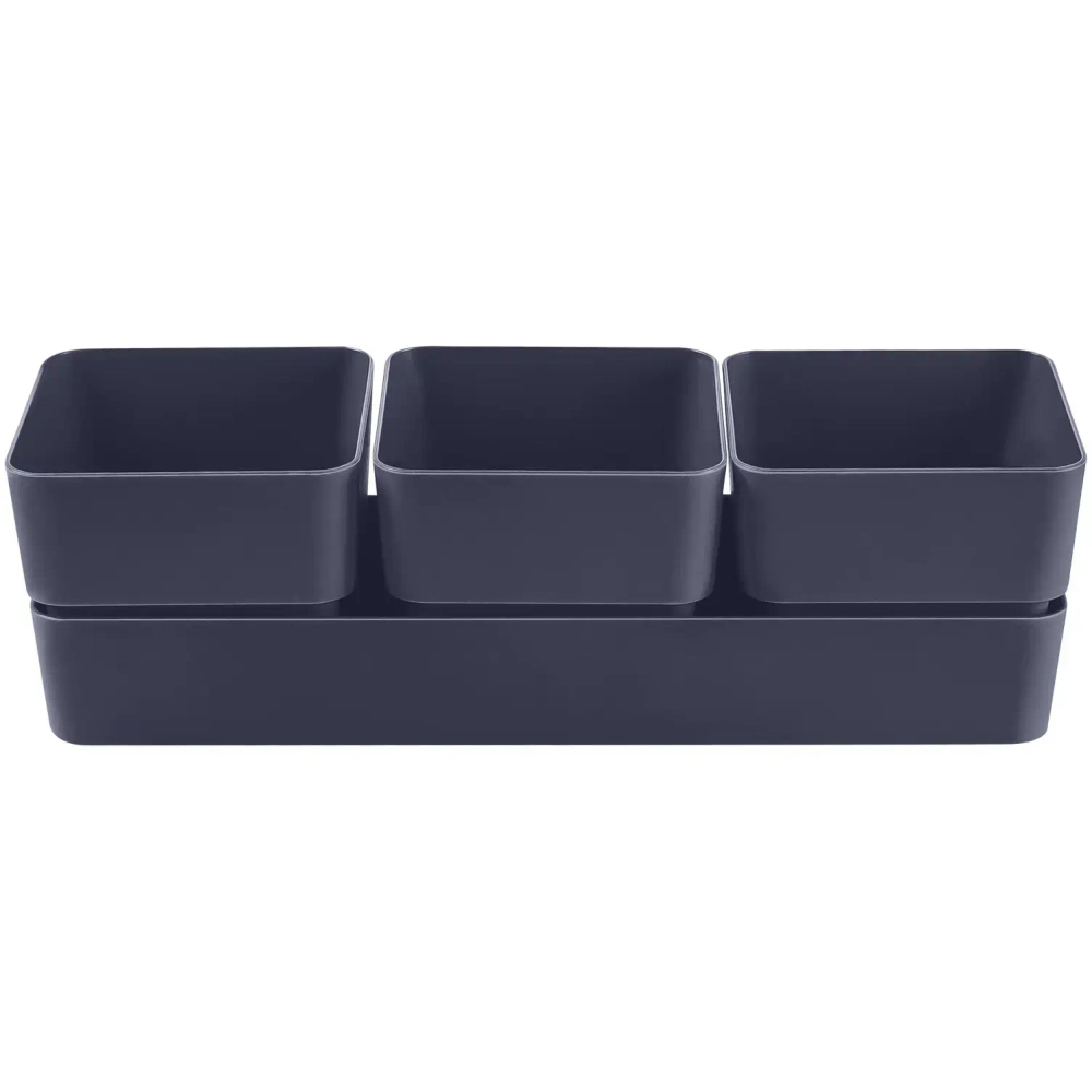 Кашпо для цветов пластиковое 0,45л 29,2*9,6см «Фиори» Трио антрацит