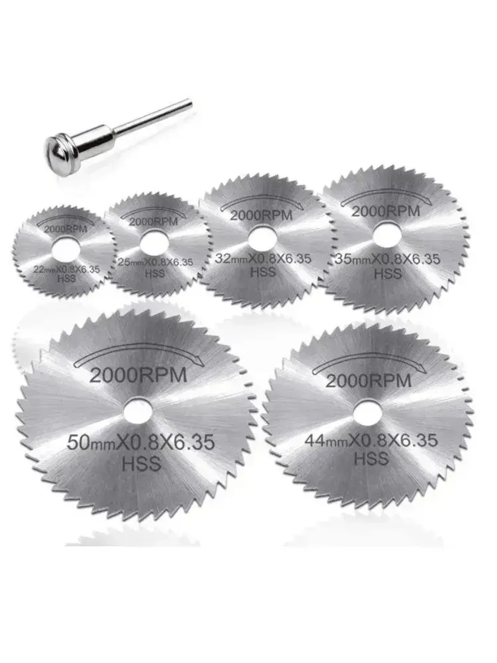 Насадки для гравера, диск пильный отрезной на шуруповерт, дрель, по металлу, дереву, пластика, набор 6 шт + хвостовик