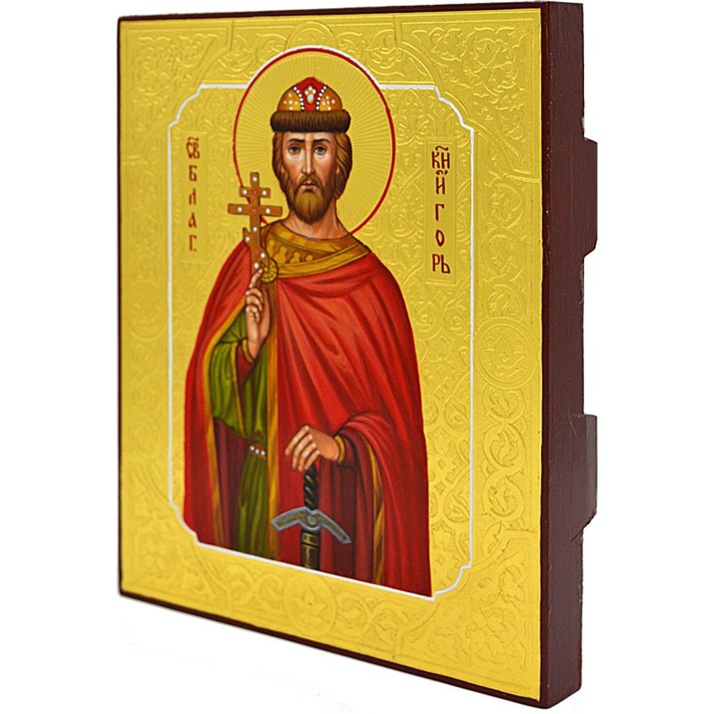 Игорь Черниговский святой благоверный князь. Рукописная икона.